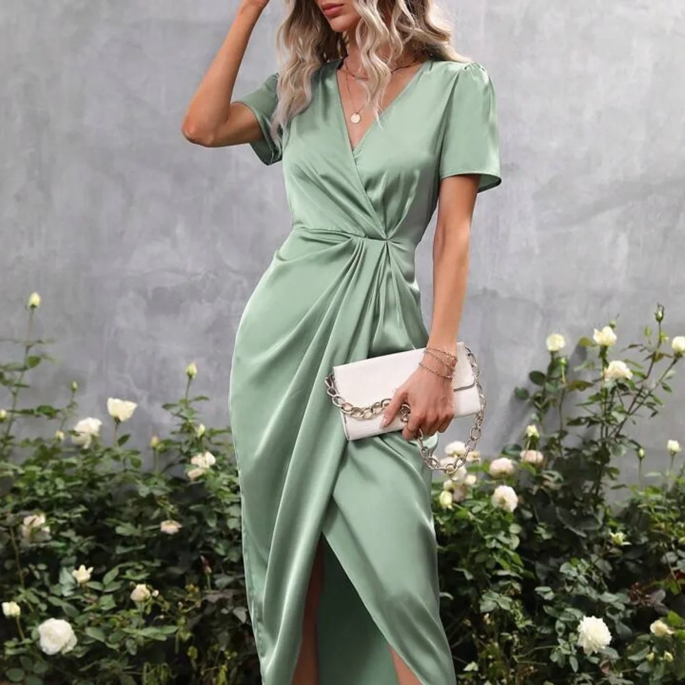shein mint green dress Derella Back Cut Out Tiered Maxi Dress main image 1